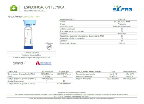 Aerocamara Camara Espaciadora Bivalvula Neonatal Silfab Pa07