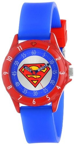 Reloj Sup9010 De Superman Kids Con Banda De Goma Azul