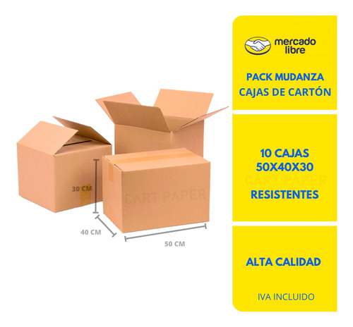 Cajas De Cartón 50x40x30 / Pack 10 Cajas / Cajas Mudanza