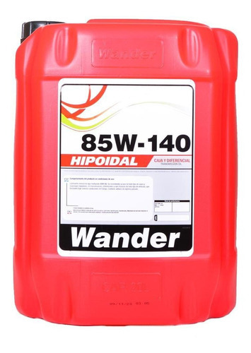 Aceite Transmision Hipoidal Mineral 85w140 Wander X 20 Lts