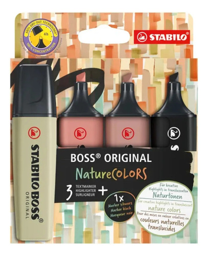 Texto de marca de 4 nuevos colores: Stabilo Boss Nature Colors