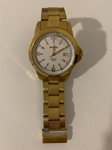 Relógio Seculus Feminino Long Life Analógico Dourado