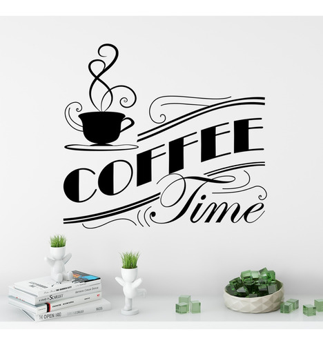 Adesivo Decorativo De Parede Cozinha Coffe Time Café Cor Preto