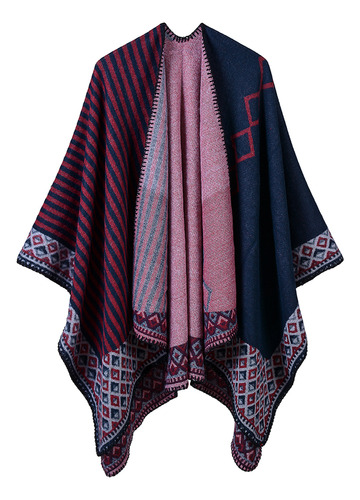 Cárdigan Cálido Tipo Poncho Para Mujer, Estilo Pashmina, Est