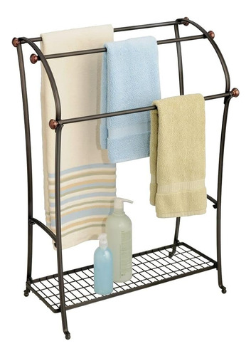 Mdesign Large Standing Metal Bathroom Towel Holder Stand Con