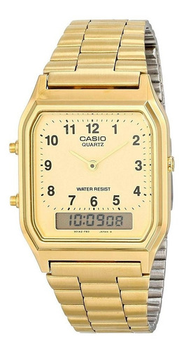 Reloj Casio Vintage Unisex Aq-230ga-9bvt Color De La Correa Dorado Color Del Bisel Dorado Color Del Fondo Dorado