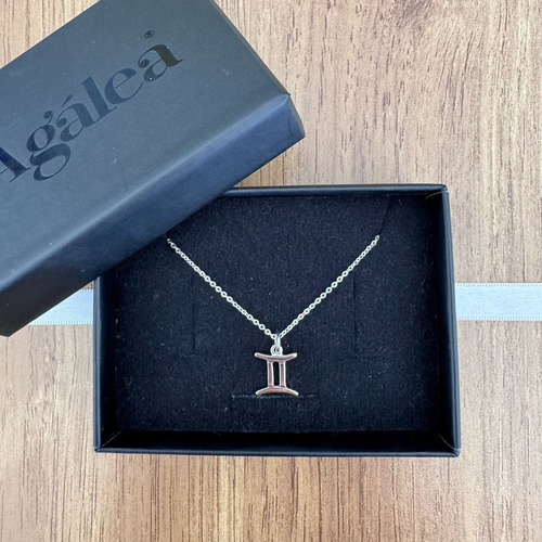 Collar Dije Zodiaco Plata .925 De 45 Cm Mujer Hombre Agálea Color Geminis