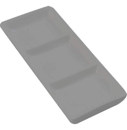 Salsero De Cerámica Rectangular 3 Cavidades Copetinero Color Blanco