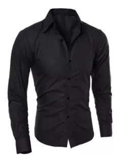 Camisa Elegante Slim Fit Entallado Color Entero Para Hombres