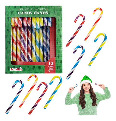 Bastones De Caramelo De Navidad, Sabor Afrutado Multicolor A