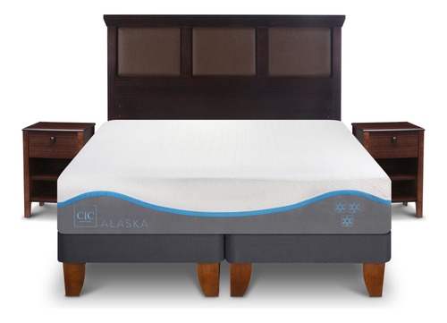 Cama Europea Alaska 2 Plazas + Set Torino Chocolate