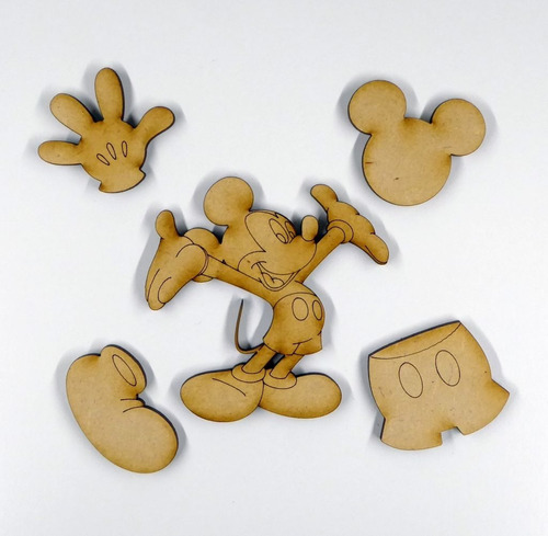 Kit Mickey Mouse Figuras Cumpleaños - Mdf - X 5 Unidades