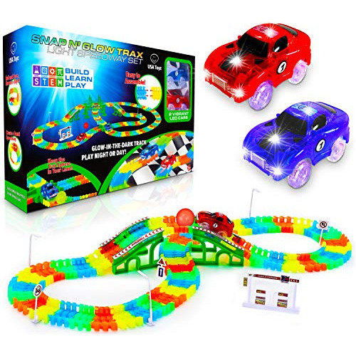 Glow Race Tracks Y Led Toy Cars 360pk Glow In The Dark ...