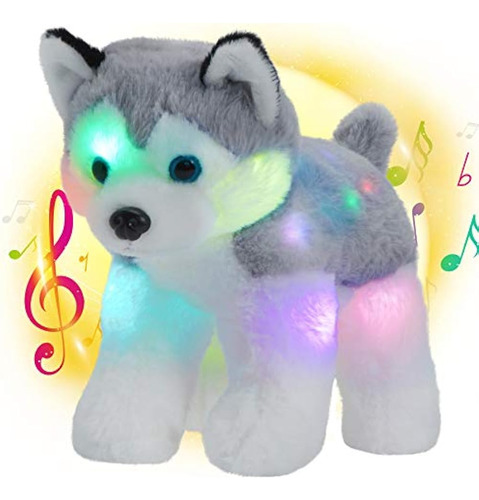 Bstaofy 12 ?? Musical Light Up Husky Puppy Peluche Animal Re