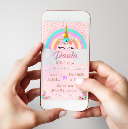 Invitación Tarjeta Digital Personalizada Unicornio (2)