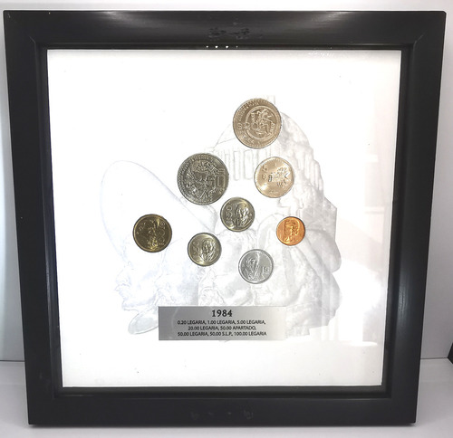 Cuadro Banxico Cuño Corriente Monedas Unc 1984 Certificado