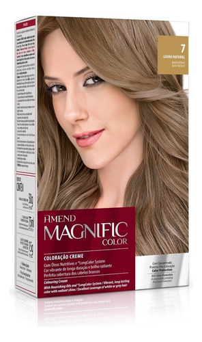 Kit Tintura Amend  Magnific color Kit coloração creme tom 7 loiro natural para cabelo