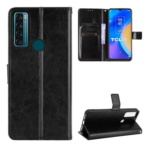 Funda Anticaída For Tcl 20 Se Cuero Flip Billetera