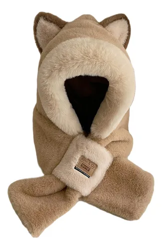 2 Bufanda Con Capucha De Felpa, Sombrero De Invierno, Caqui