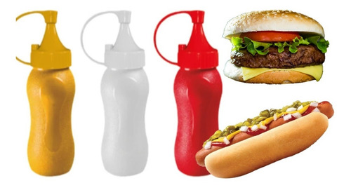 Mostaceros Dispensadores Catsup 250 Ml 3 Pz Transparentes