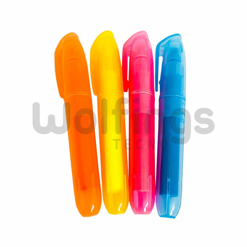 4 Mini Resaltadores 4 Colores Trazo Grueso Ideal Colegio