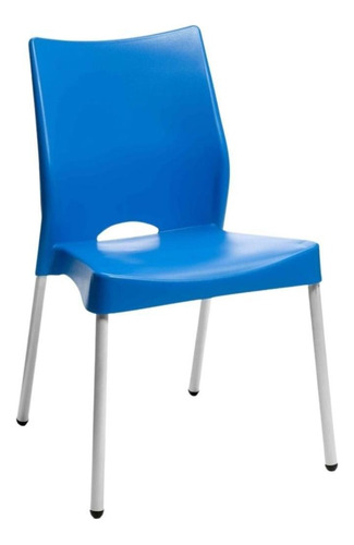 Silla De Comedor Plástico Reforzada Apilable Gris - Malba Estructura De La Silla Azul