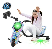 Comprar HONEYWHALE Triciclo Eléctrico Para Niños Montable Bluetooth Giro De 360 Con Luz Led Y Musica Honey Whale Mz-008 Rosa y Azul
