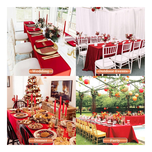 3unidades Mantel Rectangular Decoración Fiesta Hogar 3mx1.5m Rojo