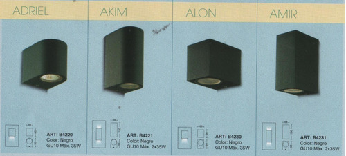 Imagen 4 de 5 de Pack X 2 Apliques Unidireccional Exterior Gu10 Marca: Candil Adriel Con Lamparas Dicroicas Led Gu10 7w Candil Incluidas