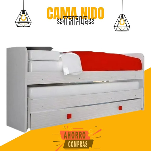 Cama  Marinera Nido Triple 1 Plaza Carro Cama Melamina 