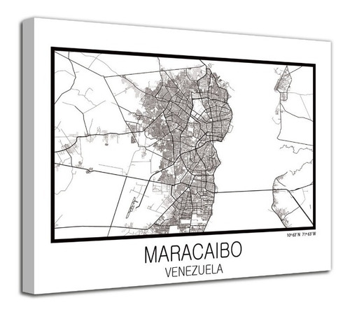 Cuadro Maracaibo Venezuela Mapa En Lienzo Foto Canvas