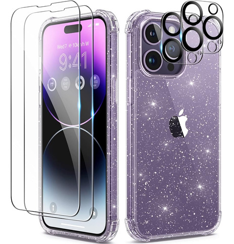 ~? Berfy Glitter Case Para iPhone 14 Pro Max, Con 2 Protecto