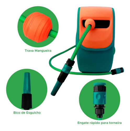 Enrolador Retrátil Automático C/ Mangueira De Água - 20m