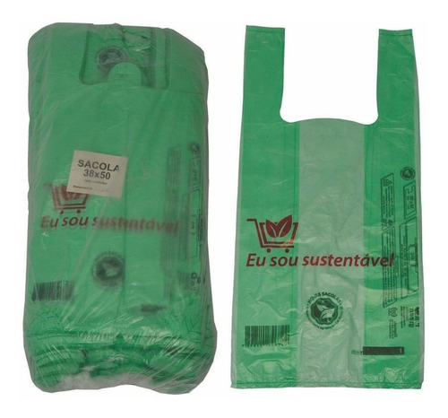 Sacola Biodegradável Média Verde 38x50cm Rioplastic C/1000
