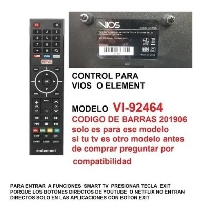 Control Element O Vios Modelo Vi-92464 Ty-49c-(2)  Nuevo