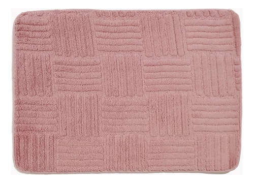 Kit Tapete + Passadeira Antiderrapante Com Felpa Macio 2 Pçs Cor Rosa Seco Desenho Do Tecido Geométrica