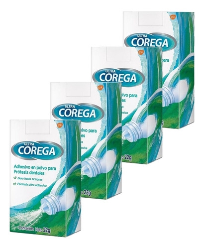 4 Ultra Corega Adhesivo Prótesis Dentales Polvo X 22 Gr