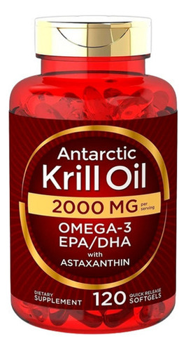 Krill Oil Astaxantina 2000mg / Omega-3 Epa, Dha /120 Caps. Sabor Sin sabor