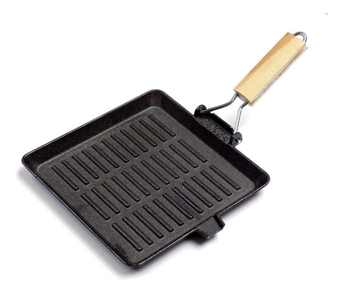 Plancha Grill Cuadrada C/ Mango Madera Hierro 24x24cm