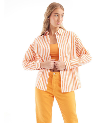 Blusa Mujer Seven M/l Naranja Algodón 28123742-333