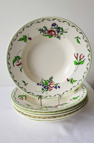 Plato Hondo Antiguo Loza Ingles Palissy French Bouquet (c/u)