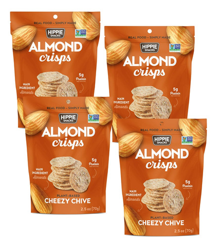 Hippie Snacks Cheezy Chive Almond Crisps A Base De Plantas,
