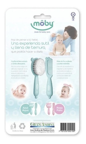 Imagen 4 de 4 de Cepillo Y Peine Para Bebe Cerdas Suaves Rosado 0m+