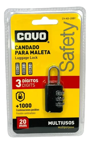Candado Para Maleta Clave 3 Digitos Covo Color Negro