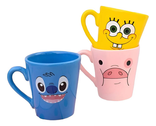 Taza De Cerámica Personajes Animados Coffee Apta Microondas Amarillo Bob Esponja