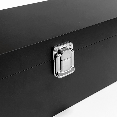 Imagen 6 de 8 de Set Caja Vino Madera Negra Con 4 Accesorios En Tapa