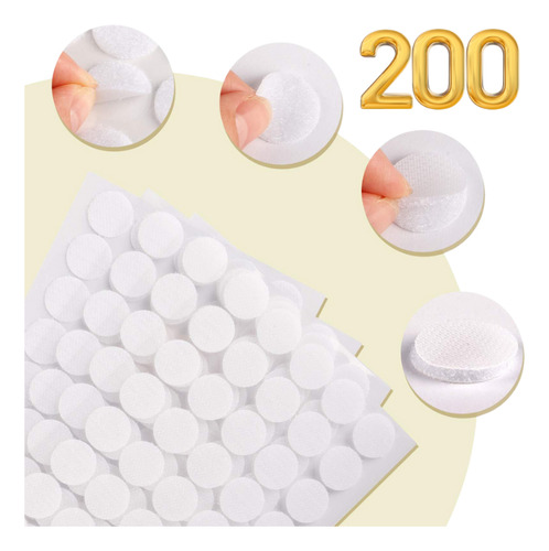 Fecho De Contato Autocolante Bolinha 1,5cm 200pares Premium Cor Branco