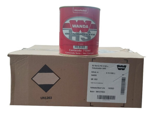 Imagem 2 de 5 de Kit 6un Verniz Pu Wandatech 4100 + Endurecedor 3093 900ml