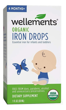 Organic Iron Drops Suplemento de hierro orgánico en gotas con sabor a cereza