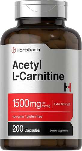 Acetyl L- Carnitine Carnitina 1000mg 200 Capsulas + Energia 